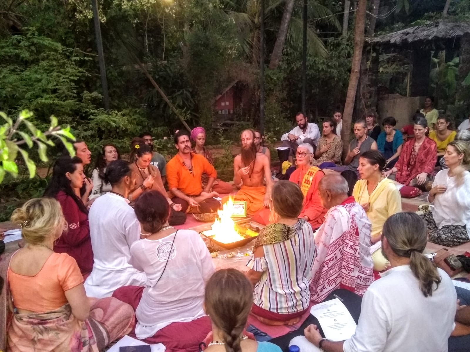 An evening fire circle in the garden