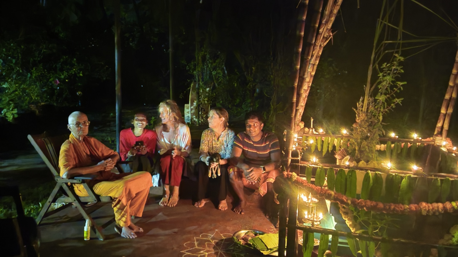 An evening satsang by lamplight